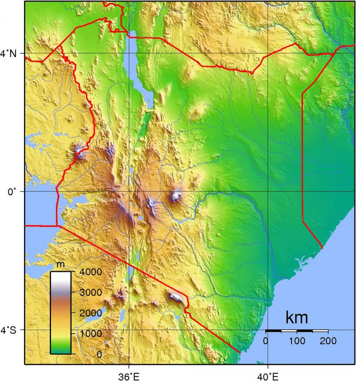 ಕೀನ್ಯಾ ಎತ್ತರದ ನಕ್ಷೆ