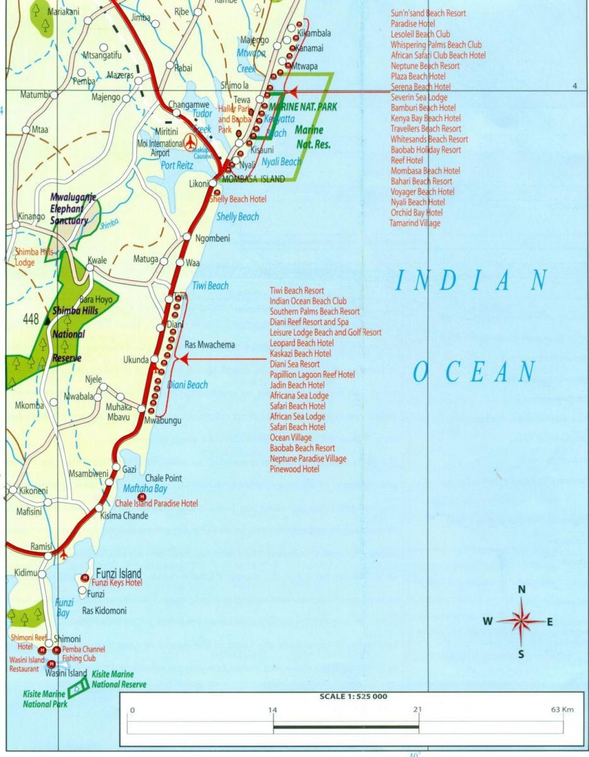 ನಕ್ಷೆ ಕೀನ್ಯಾದ ಕರಾವಳಿ