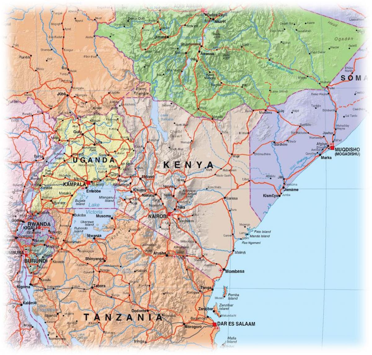 ನಕ್ಷೆ ಕೀನ್ಯಾ ಹೈಲ್ಯಾಂಡ್ಸ್