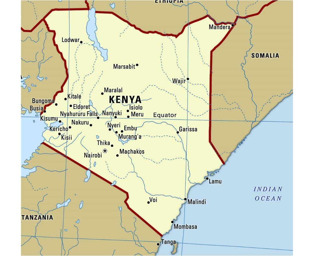 ಭೂಮಧ್ಯ ಕೀನ್ಯಾ ರಲ್ಲಿ ನಕ್ಷೆ