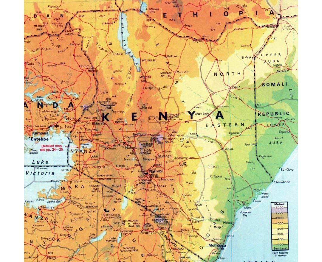 ಕೀನ್ಯಾ ಭೌಗೋಳಿಕ ನಕ್ಷೆ