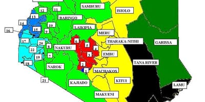 ನಕ್ಷೆ 47 ಕೌಂಟಿಗಳು ಕೀನ್ಯಾ 
